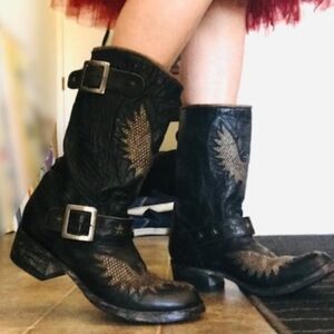NWT MEXICANA Old Gringo Black and Brown Studded Biker Boots